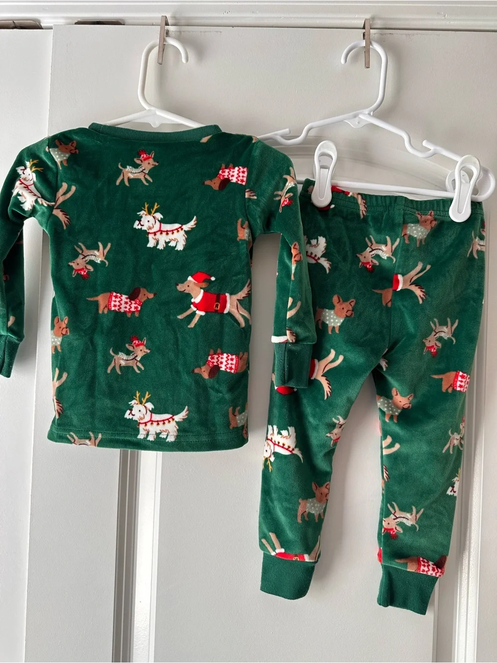 Carter's Green Holiday Reindeer Dog Pajama Set